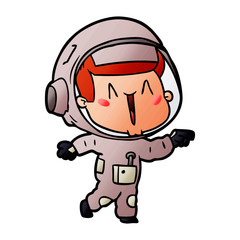 happy cartoon astronaut pointing