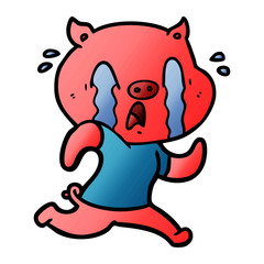 crying pig cartoon