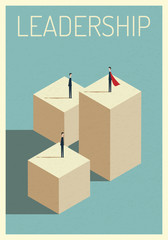 Minimalist style. Business leadership vector concept with leader as superhero