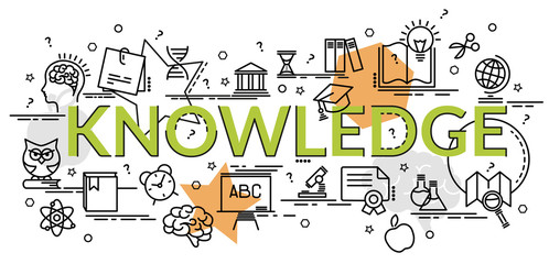 Flat colorful design concept of Knowledge. Infographic idea of making creative products..Template for website banner, flyer and poster.