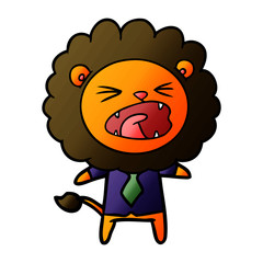 cartoon lion in business clothes