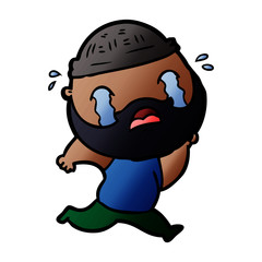cartoon bearded man crying