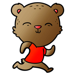happy cartoon bear jogging