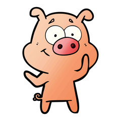 happy cartoon pig