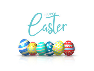 Happy Easter eggs isolated on white background.