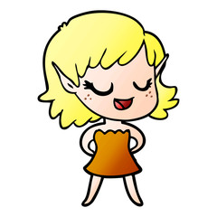 happy cartoon elf girl