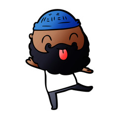 Obraz premium dancing man with beard sticking out tongue
