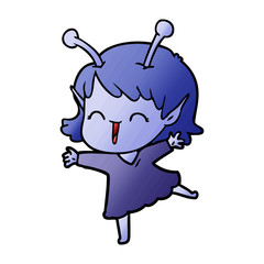 cartoon alien girl laughing
