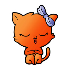 cartoon cat with bow on head
