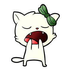 cartoon yawning cat
