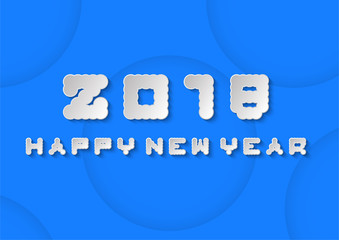 Happy new year text on blue background.