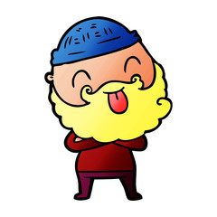 man with beard sticking out tongue