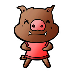 Fototapeta premium angry cartoon pig