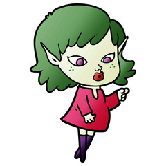pointing cartoon elf girl