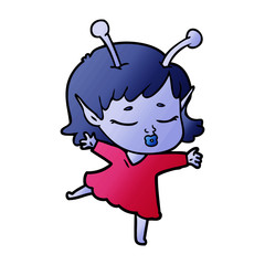 cute alien girl cartoon