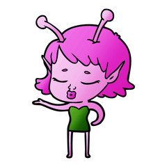 cute alien girl cartoon