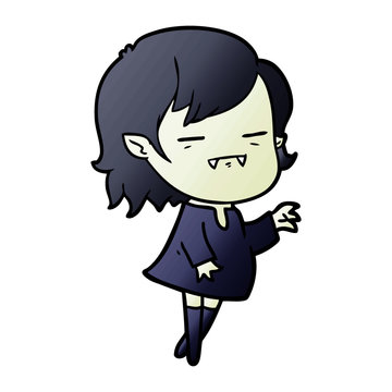 cartoon undead vampire girl reaching out