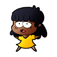 cartoon tired woman