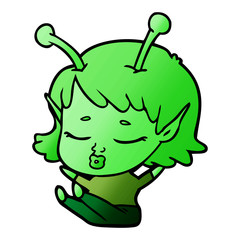 cute alien girl cartoon