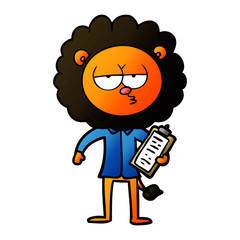 cartoon bored lion manager