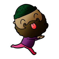 running man with beard sticking out tongue