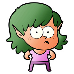 cartoon elf girl staring