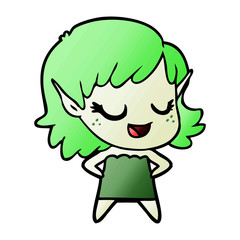 happy cartoon elf girl