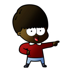 happy cartoon boy pointing
