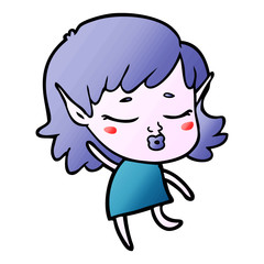 pretty cartoon elf girl dancing