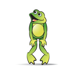 frog cartoon or mascot dancing and laughing vector illustration