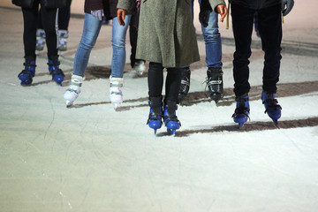 Unidentifiable Ice skaters using a temporary rink during the Christmas and New Year holiday period