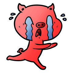 Fototapeta premium crying pig cartoon