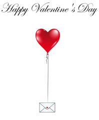 Heart balloon with love letter for Valentine's Day