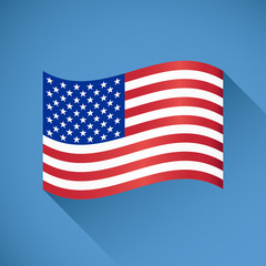 3D rendering, Illustration of a long shadow waving USA (United States of America) flag