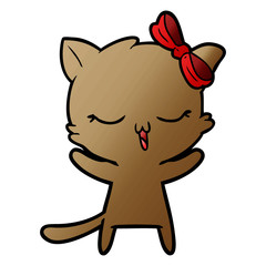 cartoon cat with bow on head