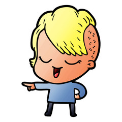 happy cartoon girl pointing