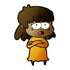 cartoon tired woman