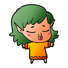 pretty cartoon elf girl