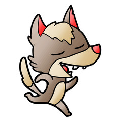 cartoon running wolf laughing