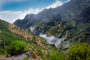 Fototapeta na wymiar Fog under the mountain