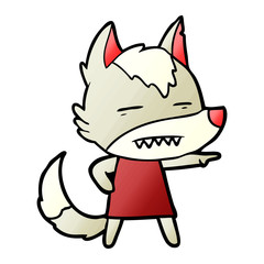 cartoon wolf showing teeth