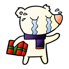 cartoon crying christmas polar bear