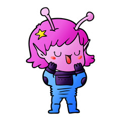 happy alien girl cartoon