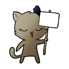 Obraz premium cartoon cat with bow on head