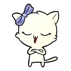 cartoon cat with bow on head