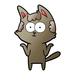 happy cartoon cat shrugging;shoulders