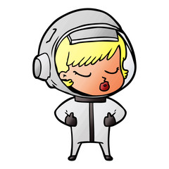 cartoon pretty astronaut girl