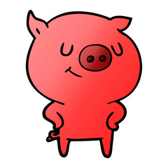 happy cartoon pig