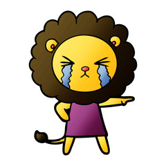 cartoon crying lion wearing dress