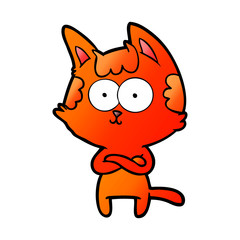 happy cartoon cat with crossed arms
